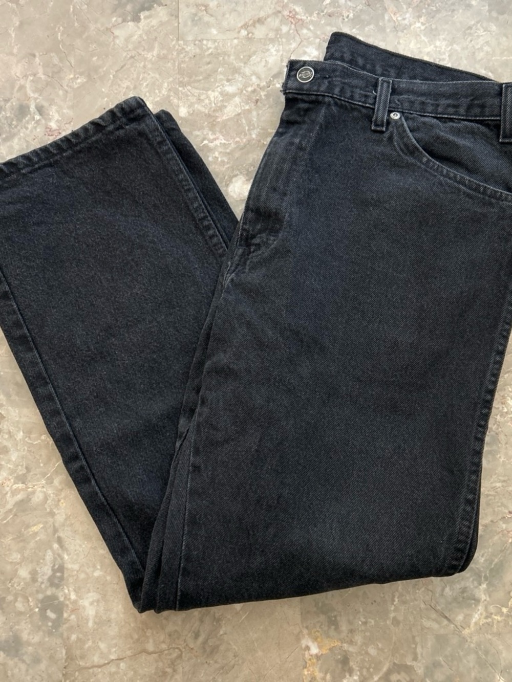 Vintage 2000s Dickies Black Denim Jeans 36x29 Straight Leg Work Pants - Picture 2 of 6
